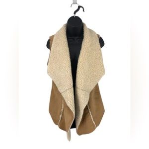 Anthropologie Dylan Faux Suede & Shearling Drape vest